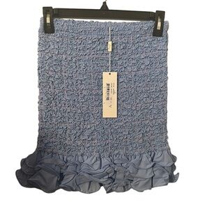 Petersyn X Revolve‎ Women’s Blue Marlene Skystr Ruffle Rushed Skirt Size S